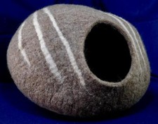 Soft Warm Cocoon Cat Cave Handmade 100 Felted Wool Bed for Cats and Kitten