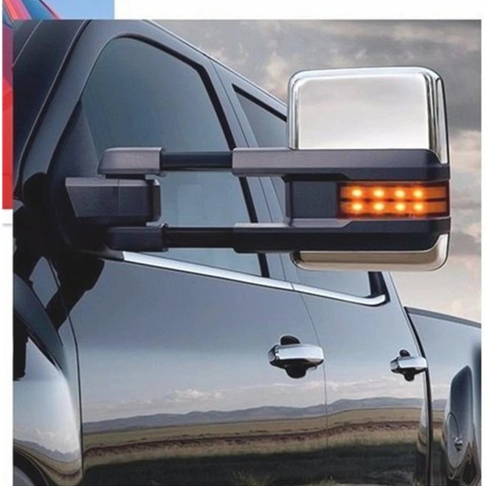 Pair Towing Mirrors Power Heat Clearance Signal Chrome Side for 99-02 Chevy GMC - Image 4 of 4