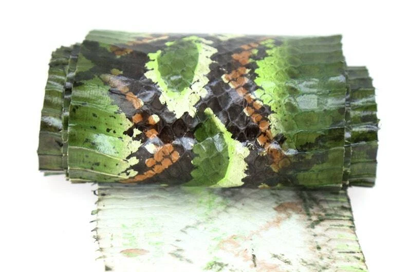 real Cobra SNAKESKIN SNAKE SKIN Hide Tanned Exotic Leather Python Print Green - Image 3 of 4