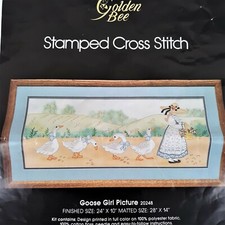 Golden Bee Stamped Cross Stitch Kit Goose Girl Picture 20248 Cottagecore Country