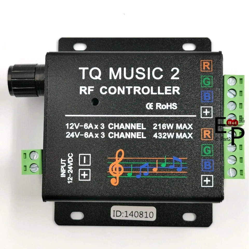 LED RGB Music Touch RF DC12-24V 18A Audio 3.5mm Remote Control For Strip Light - Image 3 of 4