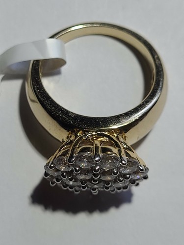 SJD Bellla Luce GOLD Over STERLING SILVER CZ COCKTAIL RING Sz 6 NWT - Picture 7 of 8