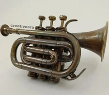 Brass Trumpet Antique Pocket Decorative Trumpet Mouthpiece Vintage Gift