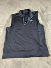 Dunning Golf Vest Mens Large Blue Quarter Zip Pullover Performance Stretch 