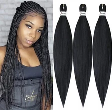 26 inch 3Packs (9.51 OZ.) Pre-Stretched Braiding Hair Easy Braid Professional...