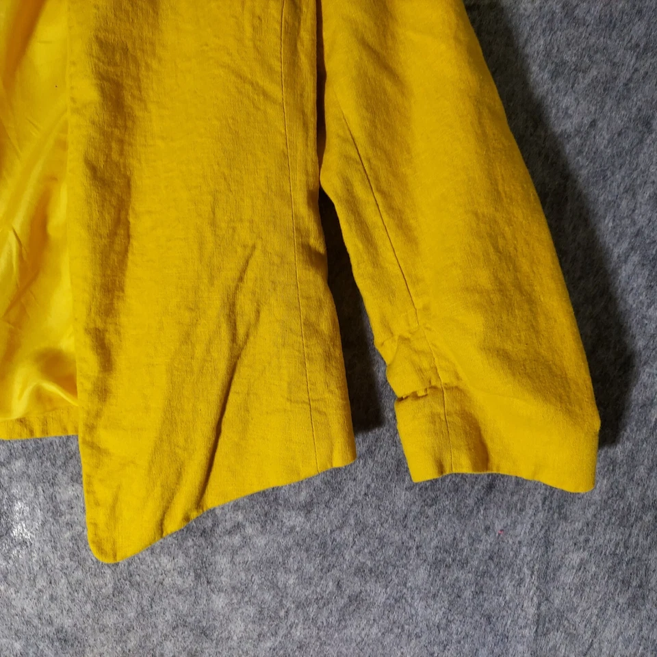 Ann Taylor Jacket XS Yellow 100% Linen Ruched Blazer Coastal Nautical Preppy - Image 4 of 4