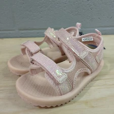 OshKosh B'Gosh Toddler Girl's Size 8 Hook and Loop Sandal Pink/Glitter G0