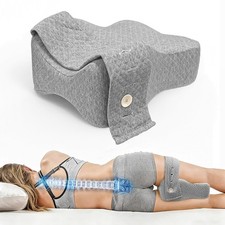 Knee Pillow for Side Sleepers Memory Foam Leg Support Cushion Therapy Grey