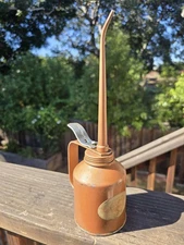 Vintage Dutton Lainson Golden Rod Oil Can Long Spout Thumb Pump