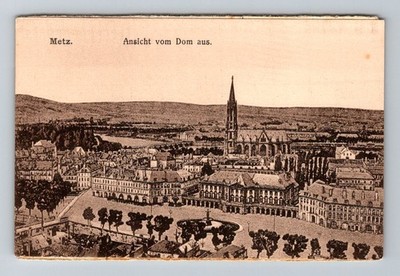 Germany- Metz City View & Cathedral Souvenir Old Post Card View Vintage Postcard