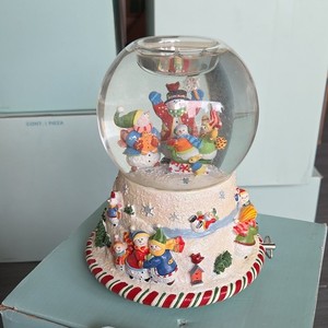 PartyLite Peppermint Pals Snowman Snow Globe Tea Light Holder Christmas P8652
