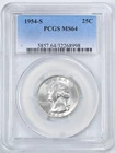 1954-S 25C Washington Silver Quarter Dollar MS64 PCGS 32268998