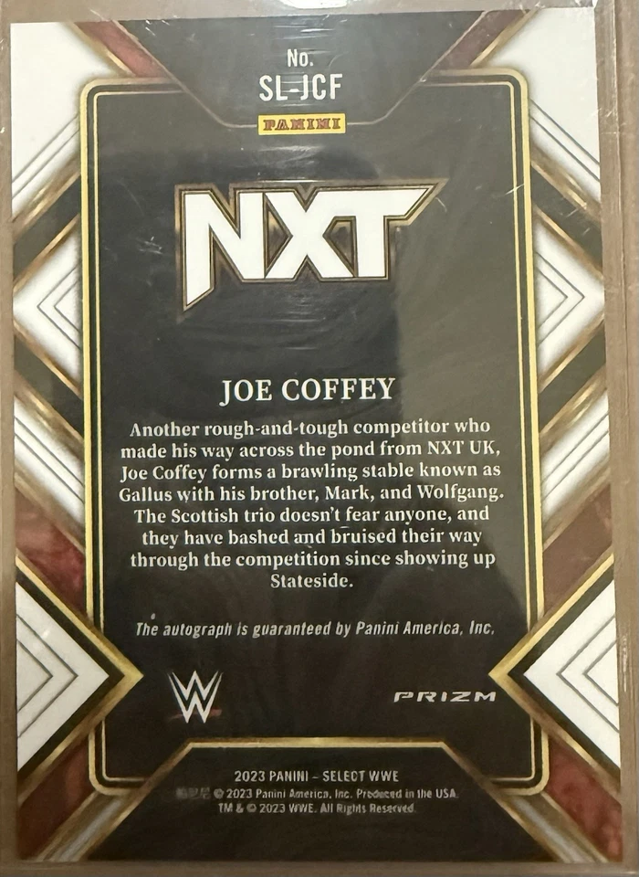 2023 Panini Select WWE #SL-JCF Joe Coffey Signature Selections Autograph - Image 2 of 2