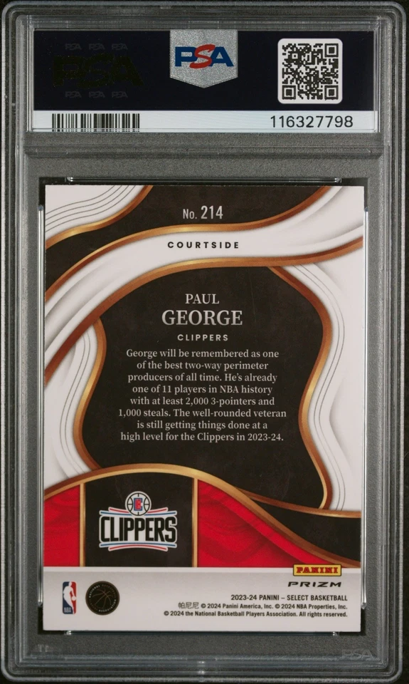 Panini Select Paul George Cosmic Courtside SSP #215 2023 PSA 10 Clippers Pop 3 Foto 2 de 2