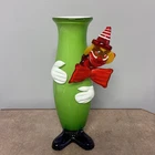 Vintage Hand Blown Murano Glass Clown Footed Vase Murano Italy
