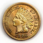 1906 1c Indian Head Cent RPD S-1 Snow-1 Repunched Date AU Details Strong LIBERTY