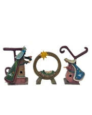 Vintage WoodWorks Roman Inc JOY Holy Family 3pc Nativity Set Christmas 🕊️❤️ HTF