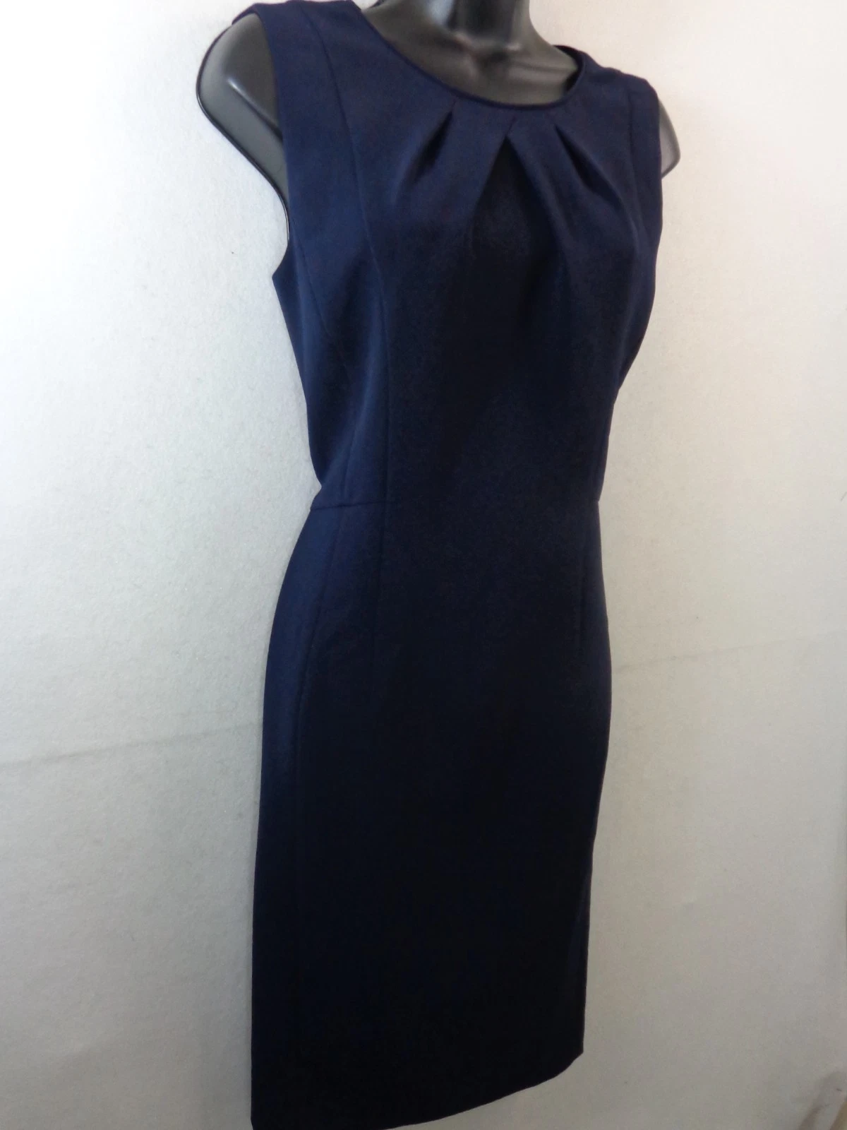 VETEMENTS Abito Talbot's donna 6 blu navy senza maniche plissettato cambio