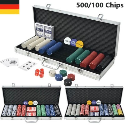 Pokerset Pokerkoffer Poker mit Aluminium-Koffer 500/600/1000 Laser Pokerchip