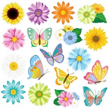 63 Pcs Sunflower Butterfly Cutouts 5.1" Bulletin Board Decor,Vivid