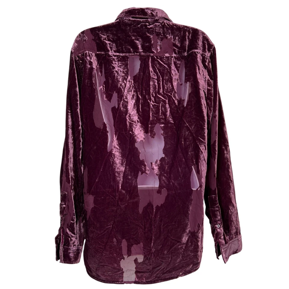 Camisa INC International Concepts Para Hombres Burnout Terciopelo Abotonada Borgoña Talla S Foto 4 de 4