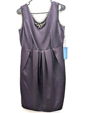 NWT! VERA WANG Jeweled Dress Womens 8 Pleated Purple Wedding Cocktail Party