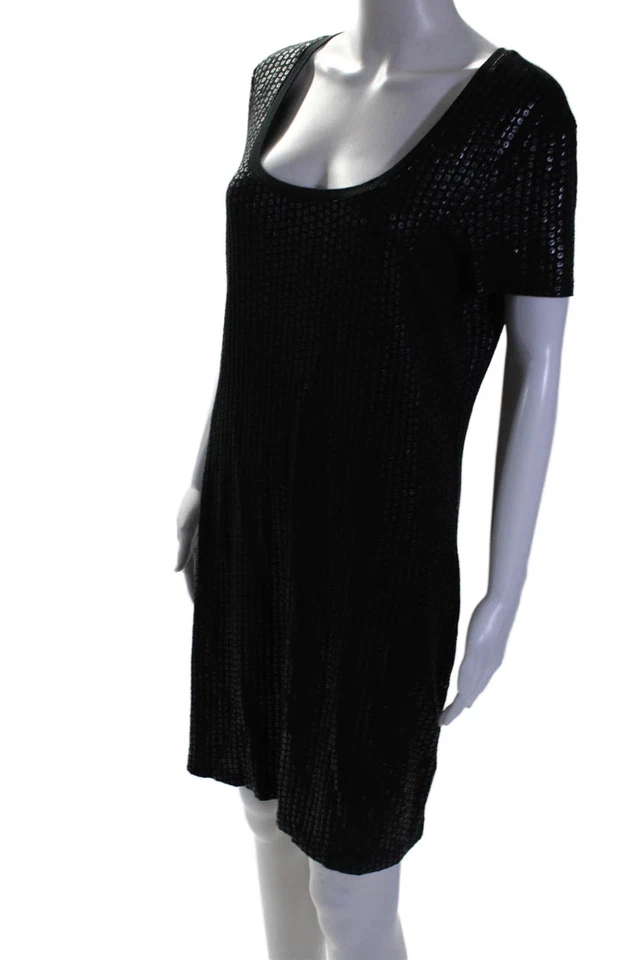Vestido Camiseta Three Dots Mujer Negro Estampado Cuello Redondo Manga Corta Talla M Foto 2 de 4
