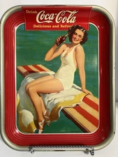VTG Coca Cola Original Metl Soda Advertising Tray 1939 Sundblom Girl~ EXC COLOR