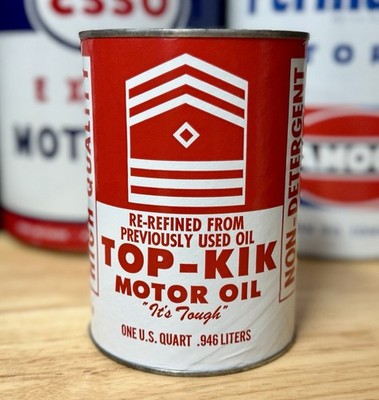 Vintage Top Kik Non Detergent Motor Oil Can Quart Empty