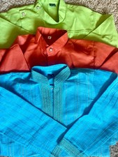 Boys Kurta Tops Indian / Pakistan Lot Sz 6 7 New Linen / Silk