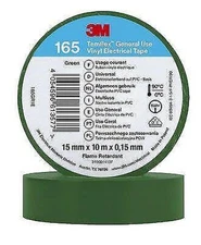 10x PVC Electrical Insulating Tape 15mm x 0.15mm x 10m; Temflex™ 165, green, 3M