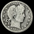 1916-D Barber Quarter Dollar 90% US Silver Type Coin 25c KM 114 Lot C7-64 Denver