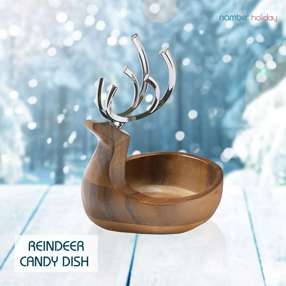 Nambe Holiday Reindeer Bowl – Decorative Candy Dish and Seasonal Table - Image 2 of 4