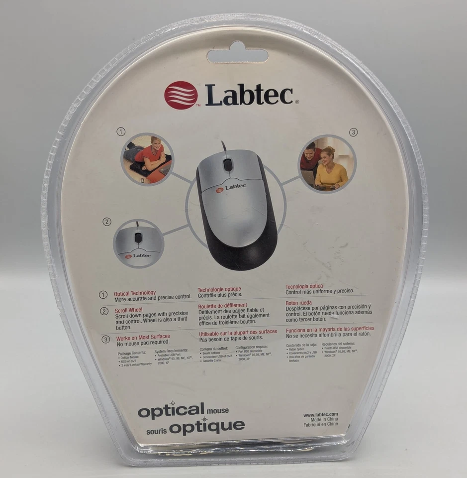 New Labtec 911530-0403 Optical Mouse PS/2 & USB Wired Sealed - Image 4 of 4