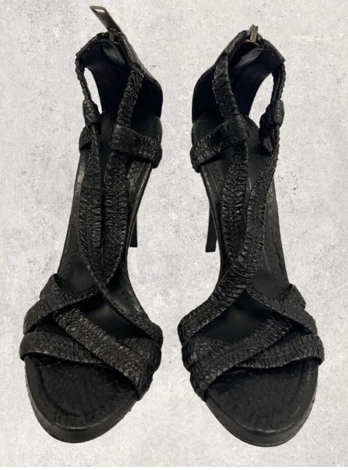 Burberry Snakeskin Python Black Leather Platform … - image 1