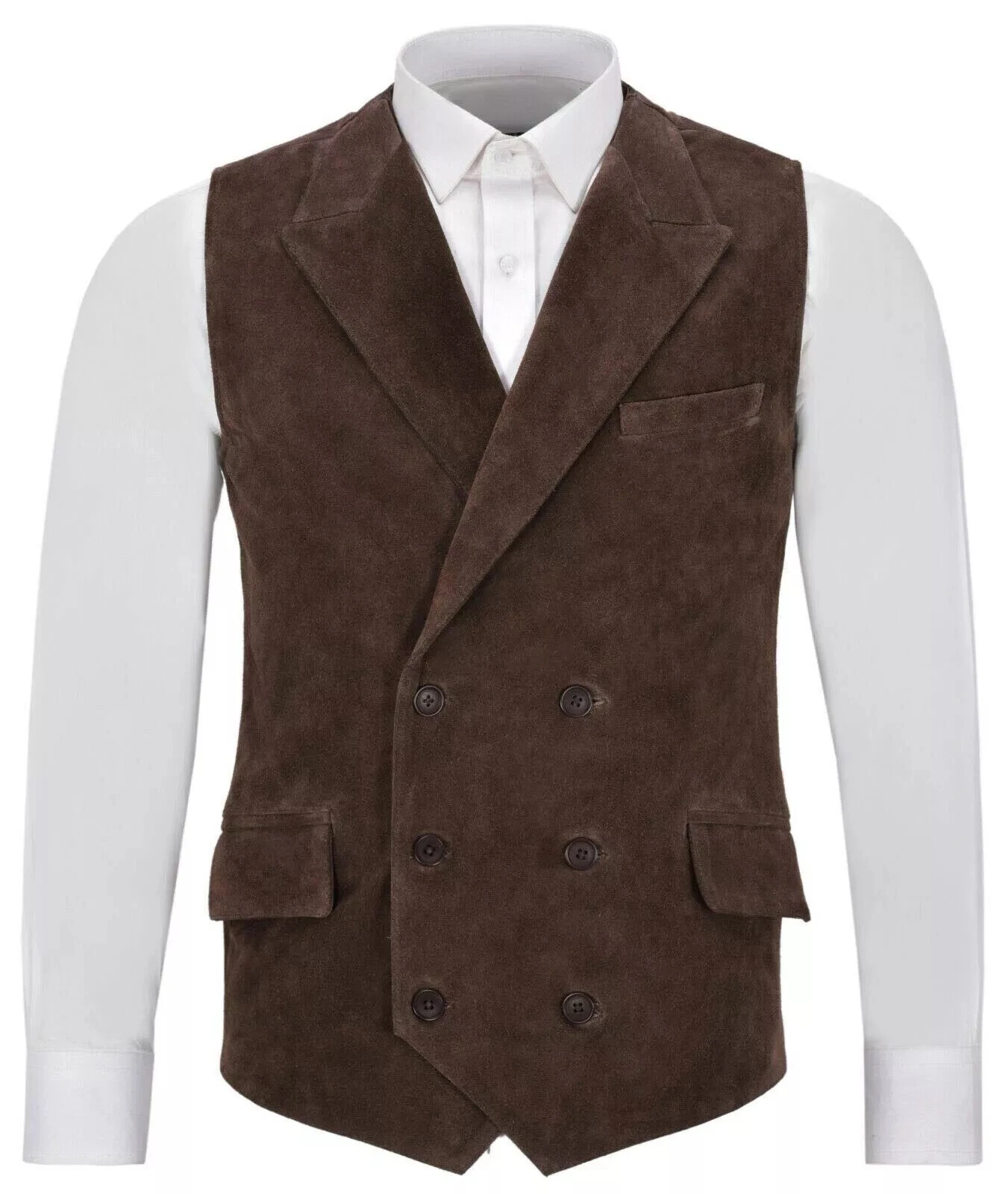 Men Brown Lambskin High Quality Leather Waistcoat Western Coat Stylish Jacket