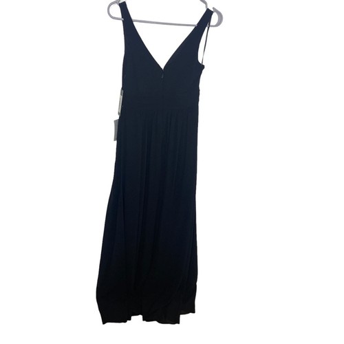 Lulus Womens V-Neck Sleeveless Ruched A-Line Chiffon Maxi Dress Black XS NWT New - Picture 4 of 5