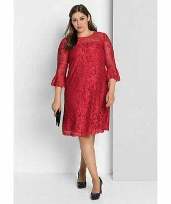 sheego Damen Cocktailkleid Gr. 46 Spitze Abendkleid Spitzenkleid Etuikleid Kleid - Bild 1 von 4