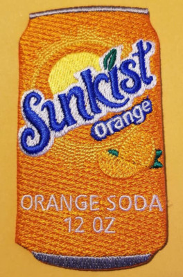 Sunkist Orange Soda can Embroidered Patch approx 2x3.5''