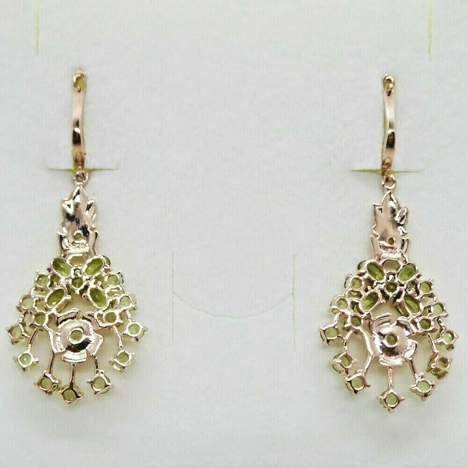 Peridot Ohrhänger BLÜTEN 925 Silber 585 Roségold vergoldet 52 x 22,5 mm - Bild 2 von 4