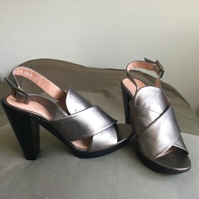 ROBERT CLERGERIE Paris Xali Metallic Leather Heeled Sandals EU 37.5 US 7.5, $595