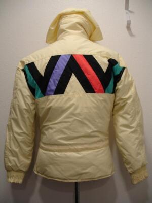 Women's S Mountain Goat White Stag Puffer Rainbow Down Ski Jacket Yellow Hooded