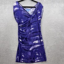Simply Vera Wang Womens Dress Purple Sleeveless V-Neck Ruched Stretch Size L