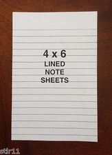 Refill Note Paper - Loose Ruled Sheets - 4"  x 6 "  100 Sheets * Lot of 3*