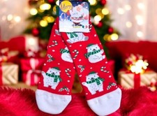 Natale calzino antiscivolo pupazzi di neve  rosso bambino bambina unisex