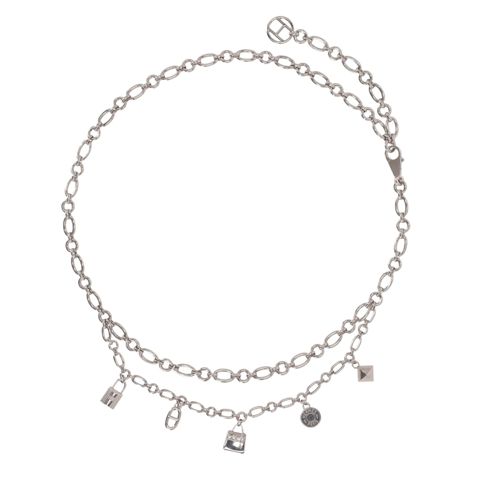Hermes Palladium Plated Olga Chain Belt With Signature Charms