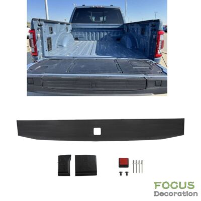 Black For 21 22 23 Ford F-150 Tailgate Step Pad Top Center Flex Molding Trim Kit
