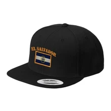 El Salvador Flag Embroidered Flat Visor Snapback Hat
