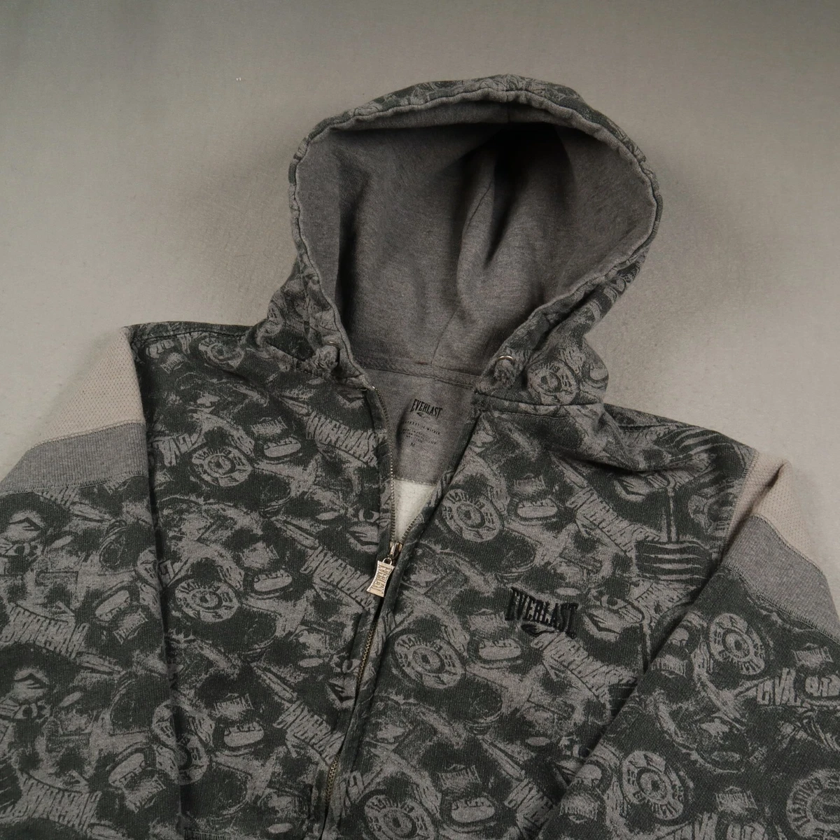 Sweat Everlast Vintage Gris Et Noir Manches Longues Avec Capuche - Taille XXL - Boxe MMA