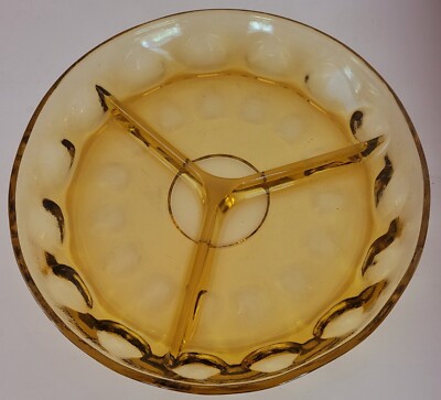 VTG Hazel Atlas Glass REFLECTION Amber Relish Dish ~3-section Divided ~8'' ~ EUC
